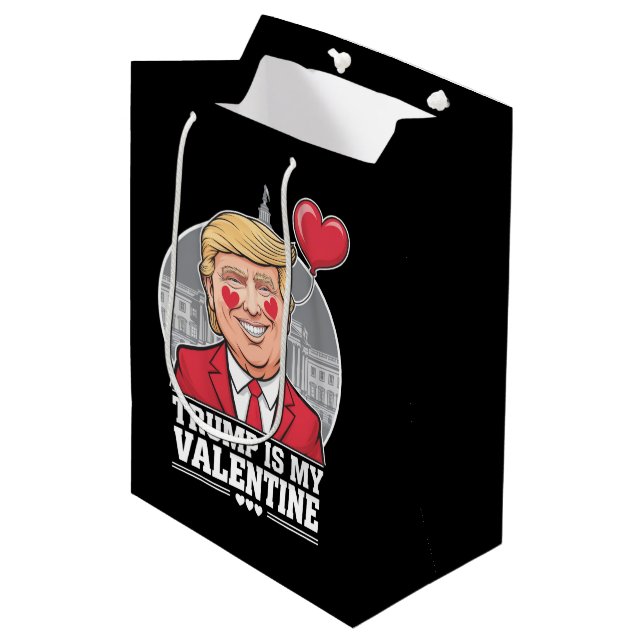 Trump is My Valentine Retro Valentines Day  Medium Gift Bag (Front Angled)