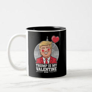 Trump is My Valentine Retro Valentines Day  Two-Tone Coffee Mug