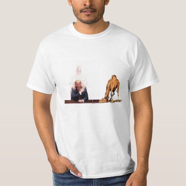 Trump Jesus Camel Needle T-Shirt (Front)
