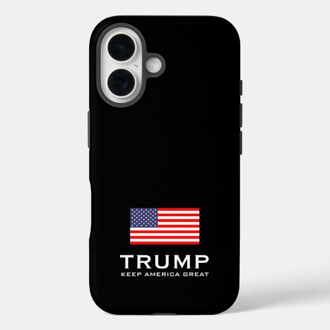 Trump Keep America Great USA flag iPhone 16 Case (Back)