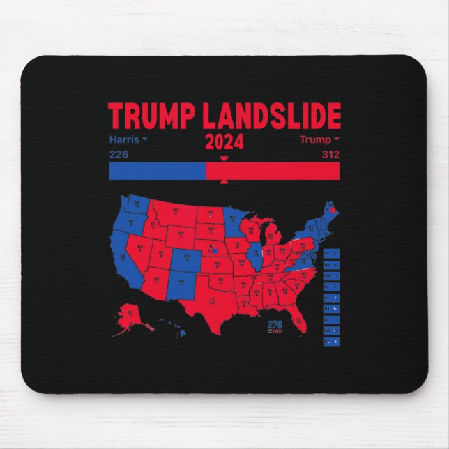 Trump Landslide 2024 Electoral Map 312 Winning Map Mouse Mat (Front)