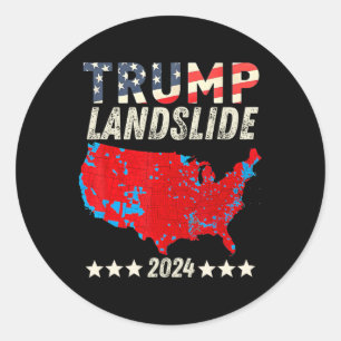Trump Landslide 2024 Electoral Map Support Trump W Classic Round Sticker