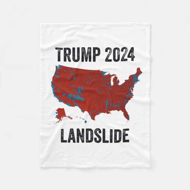 Trump Landslide Election Map 2024 Funny Pro Trump  Fleece Blanket (Front)