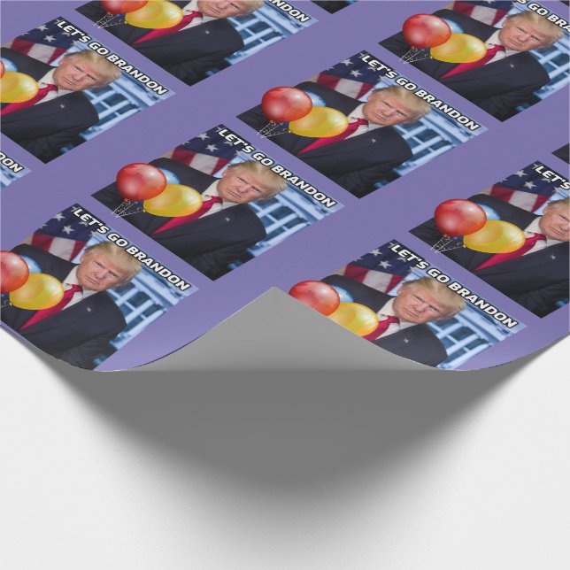 TRUMP LET'S  GO BRANDON BIRTHDAY WRAPPING PAPER (Corner)