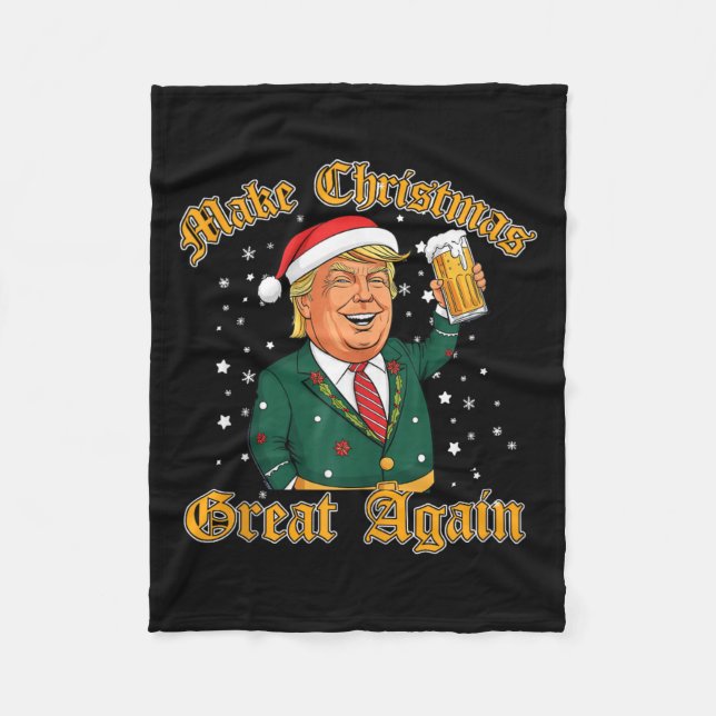 Trump Lover Merry Christmas With Trump Brothers  Fleece Blanket (Front)