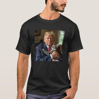 Trump Loves Cats Funny Photo Make Pets Safe Again T-Shirt