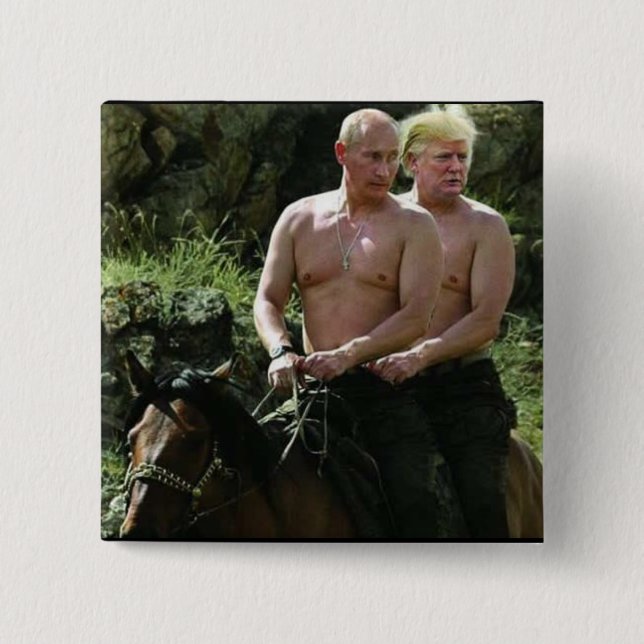 TRUMP LOVES PUTIN 15 CM SQUARE BADGE (Front)