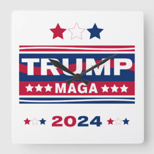 TRUMP~MAGA~2024 SQUARE WALL CLOCK