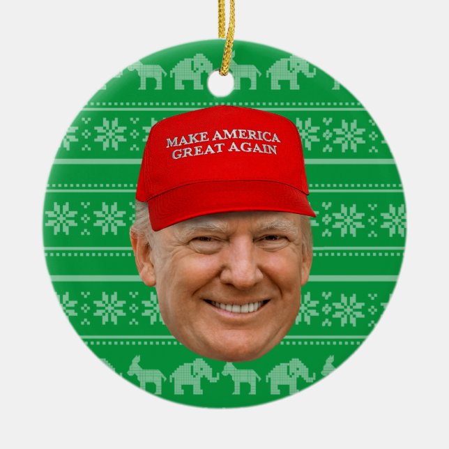 TRUMP MAGA Christmas Ceramic Tree Decoration (Front)