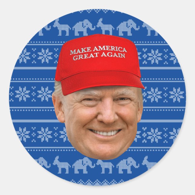 TRUMP MAGA Christmas Classic Round Sticker (Front)