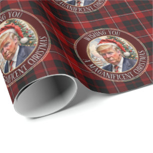 Trump MAGA Christmas Cunningham Tartan Buffalo Wrapping Paper