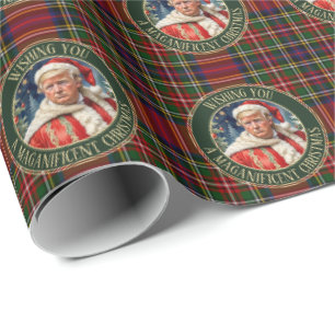 Trump MAGA Christmas Royal Stewart Tartan Plaid Wrapping Paper