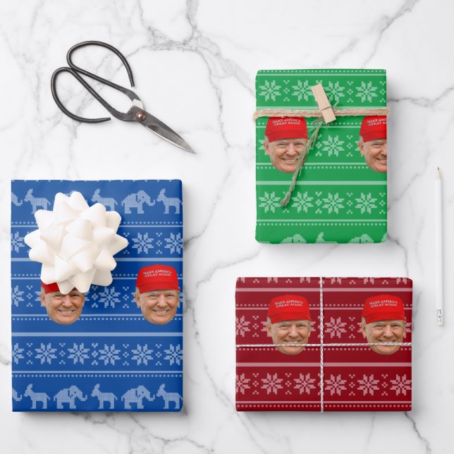 TRUMP MAGA Christmas Wrapping Paper Sheet (Front)