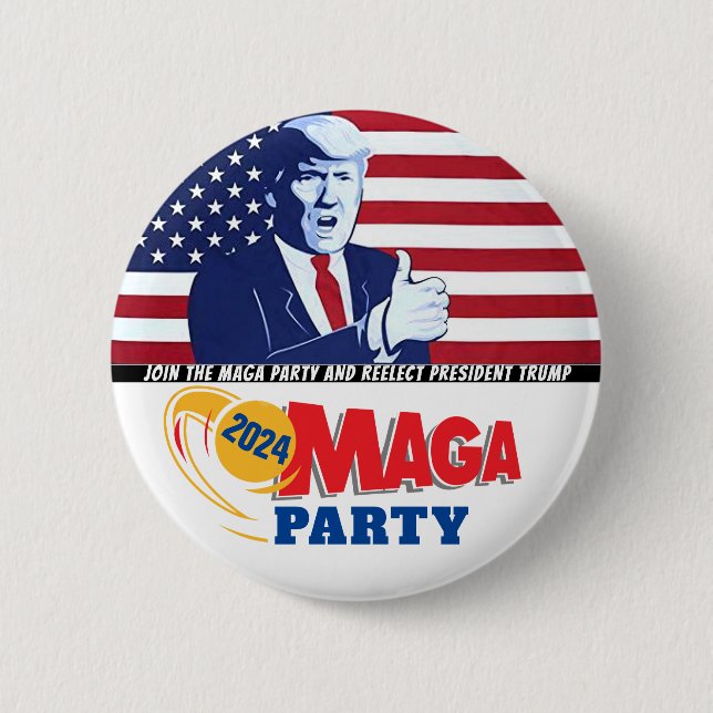 Trump MAGA Party 2024 6 Cm Round Badge (Front)