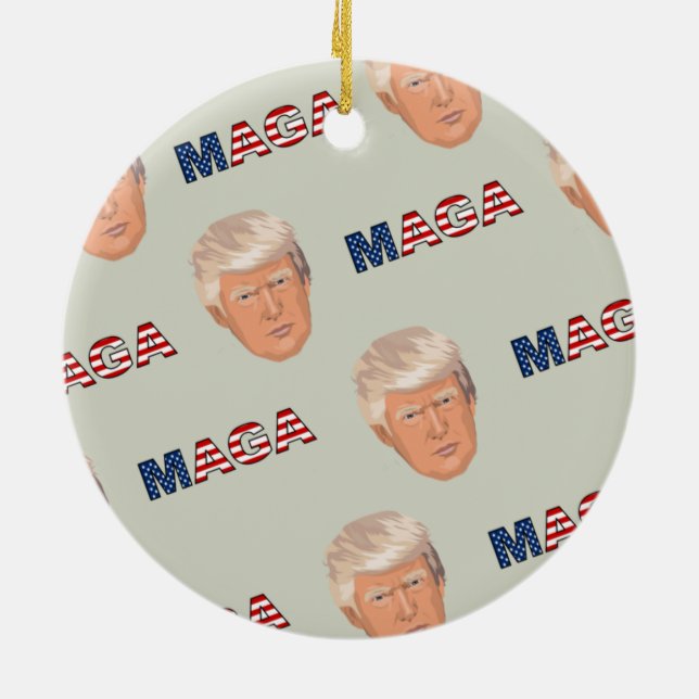 Trump MAGA Pattern Ceramic Tree Decoration (Back)