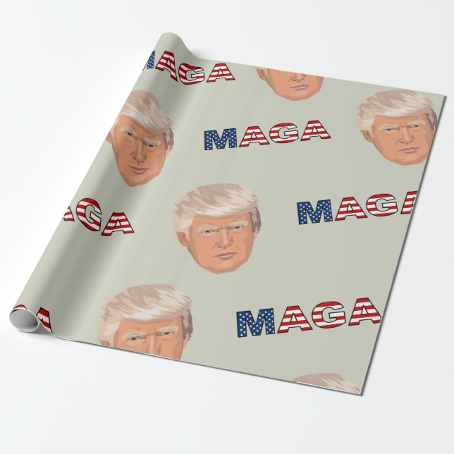 Trump MAGA Pattern Wrapping Paper (Unrolled)