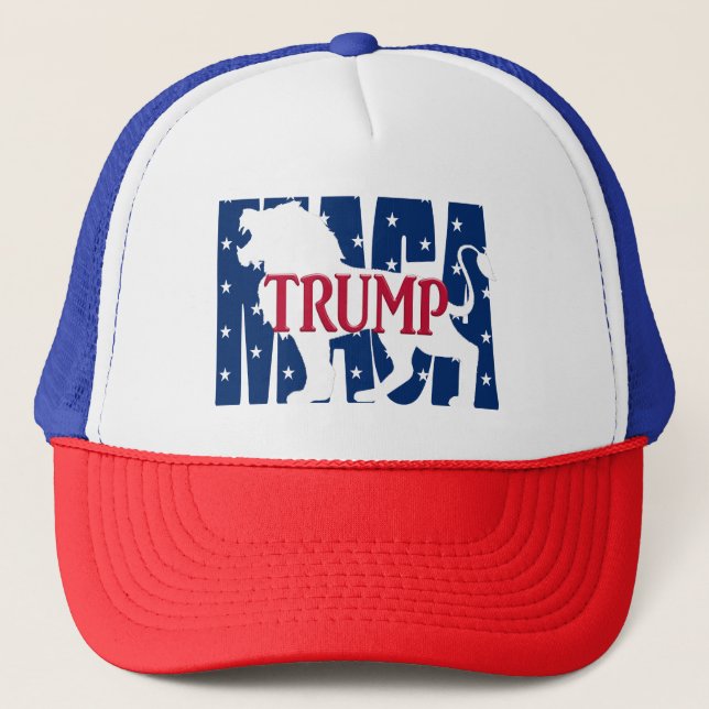 Trump MAGA White Lion  Trucker Hat (Front)