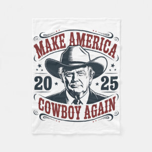 Trump Make America 2025 Cowboy Again Funny Vintage Fleece Blanket