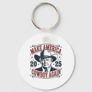 Trump Make America 2025 Cowboy Again Funny Vintage Key Ring