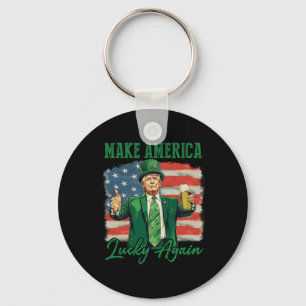 Trump Make America Lucky Again St Patrick's Day Sh Key Ring