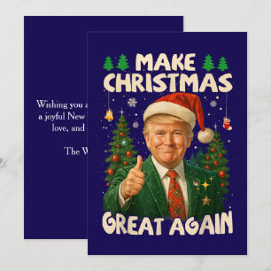 Trump Make Christmas Great Again Dark Blue Holiday Card
