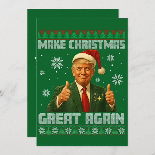 Trump Make Christmas Great Again Green Holiday Card (Front/Back)