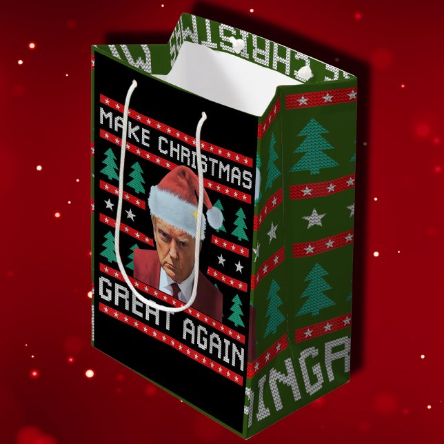 Trump Make Christmas Great Again Mug Shot Medium Gift Bag (Creator Uploaded)