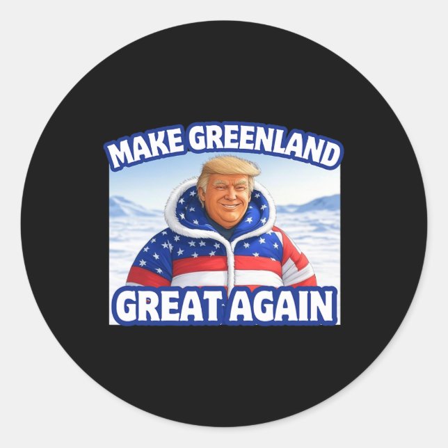 Trump Make Greenland Great Again Trump In Usa Flag Classic Round Sticker (Front)