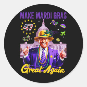 Trump Make Mardi Gras Great Again Funny Parade Cos Classic Round Sticker