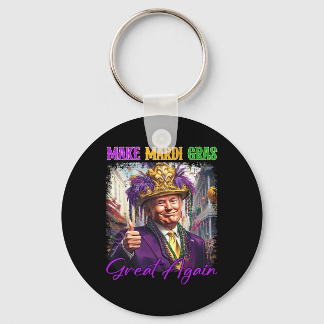 Trump Make Mardi Gras Great Again Funny Parade Cos Key Ring (Front)