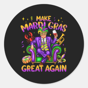 Trump Mardi Gras Costume Funny Make Mardi Gras Classic Round Sticker