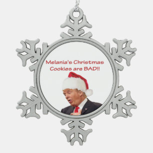 Trump, Melania's Christmas cookies are BAD! Snowflake Pewter Christmas Ornament