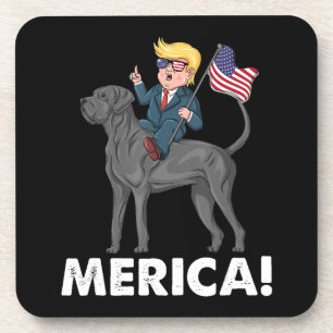 Trump Merica Great Dane Dog American Hero 4th Coaster