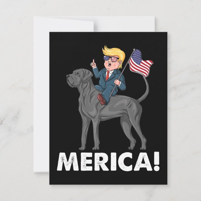 Trump Merica Great Dane Dog American Hero 4th Thank You Card (Front)