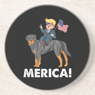 Trump Merica Rottweiler Dog American Hero Coaster