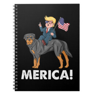 Trump Merica Rottweiler Dog American Hero Notebook