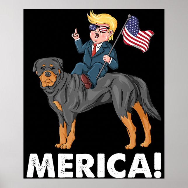Trump Merica Rottweiler Dog American Hero Poster (Front)