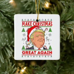 Trump Merry Christmas, Donald Trump Ceramic Ornament