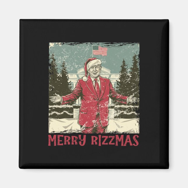 Trump Merry Rizzmas Funny Humourous Trump Dance Ch Magnet (Front)