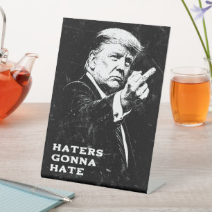 Trump Middle Finger 2026 Meme Funny Pedestal Sign