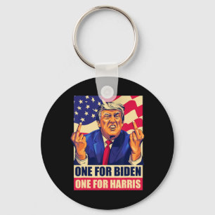 Trump Middle Finger Biden Harris America Republica Key Ring