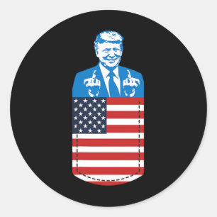 Trump Middle Finger Pocket 2020 Election Usa Repub Classic Round Sticker