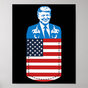 Trump Middle Finger Pocket 2020 Election Usa Repub Poster