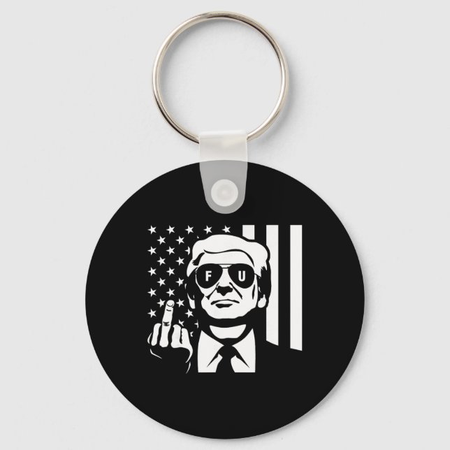 Trump Middle Finger Poster  Key Ring (Front)