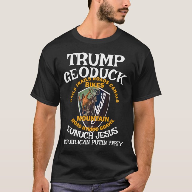 Trump Mountain Bike Jesus Republican Pee Party T-Shirt (Front)