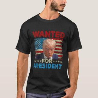 Trump Mug Shot 2024 US American Flag Wanted For Pr T-Shirt