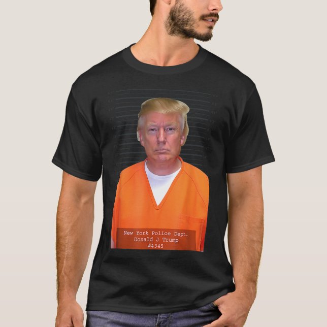 Trump Mug Shot Range Jumpsuit Parody Behind Bars  (Front)