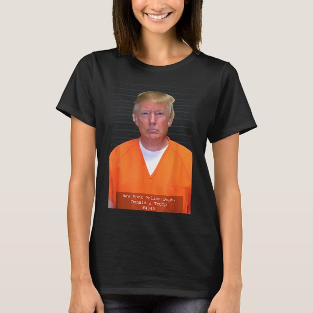 Trump Mug Shot Range Jumpsuit Parody Behind Bars  (Front)