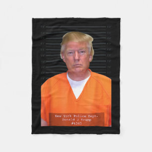 Trump Mug Shot Range Jumpsuit Parody Behind Bars  Fleece Blanket