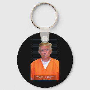 Trump Mug Shot Range Jumpsuit Parody Behind Bars Key Ring